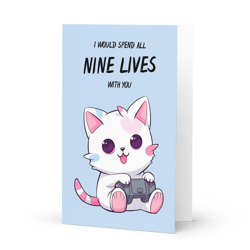 Cute Gamer Cat Valentine's Day Greeting Card